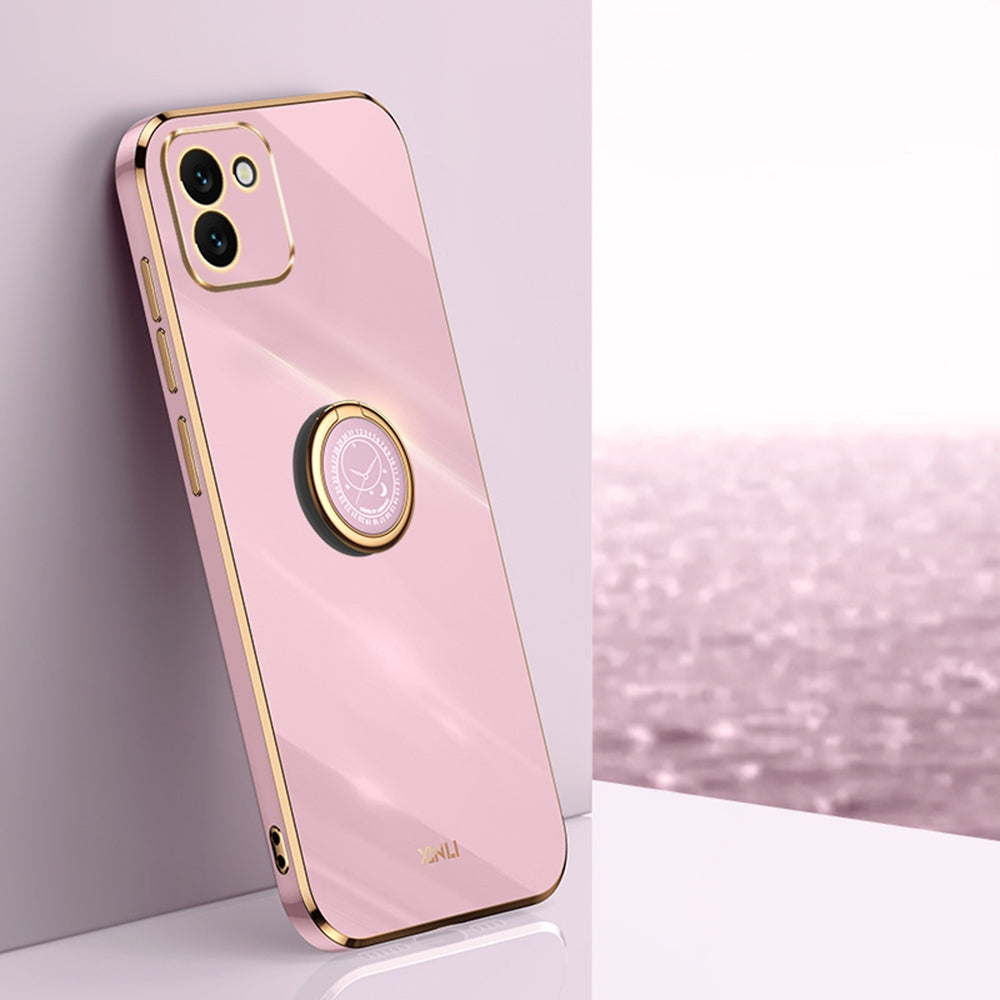 Samsung Galaxy A03 Tough TPU Phone Case with 6D Electroplate, Straight Edge Design, and Comfortable Ring Holder