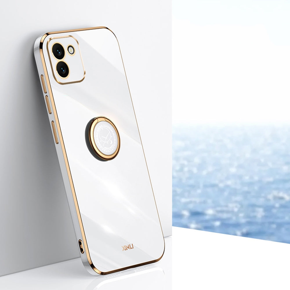 Samsung Galaxy A03 Tough TPU Phone Case with 6D Electroplate, Straight Edge Design, and Comfortable Ring Holder