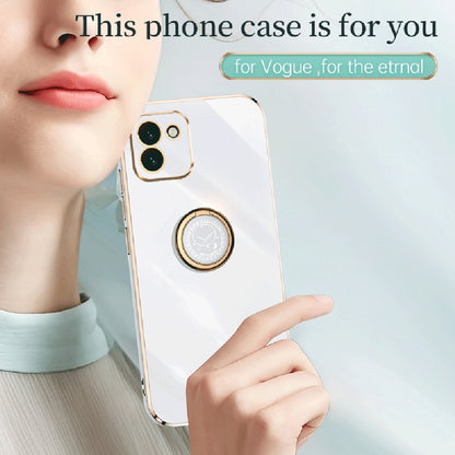 Samsung Galaxy A03 Tough TPU Phone Case with 6D Electroplate, Straight Edge Design, and Comfortable Ring Holder