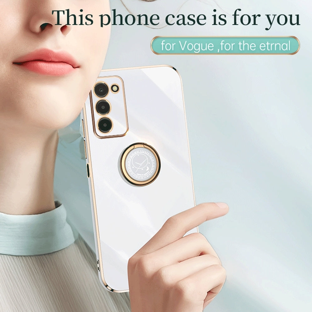 Samsung Galaxy A03s Tough TPU Phone Case with 6D Electroplate, Straight Edge Design, and Comfortable Ring Holder