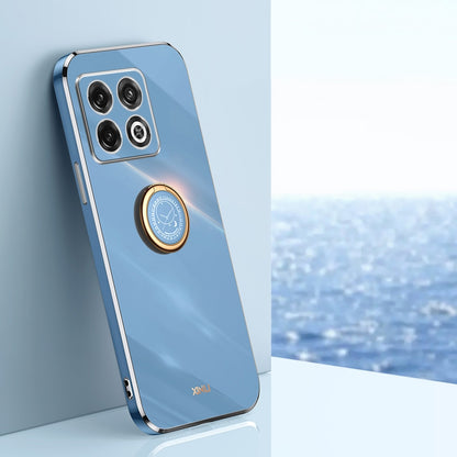 OnePlus 10 Pro Tough TPU Phone Case with 6D Electroplate, Straight Edge Design, and Comfortable Ring Holder