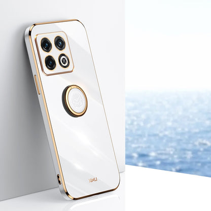 OnePlus 10 Pro Tough TPU Phone Case with 6D Electroplate, Straight Edge Design, and Comfortable Ring Holder