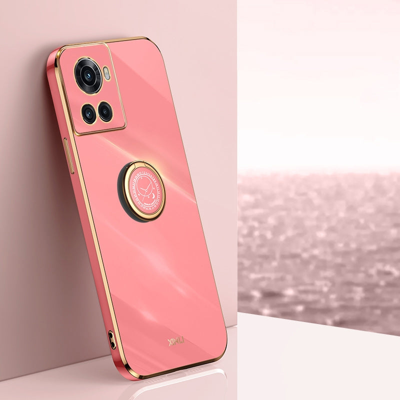OnePlus Ace Tough TPU Phone Case with 6D Electroplate, Straight Edge Design, and Comfortable Ring Holder