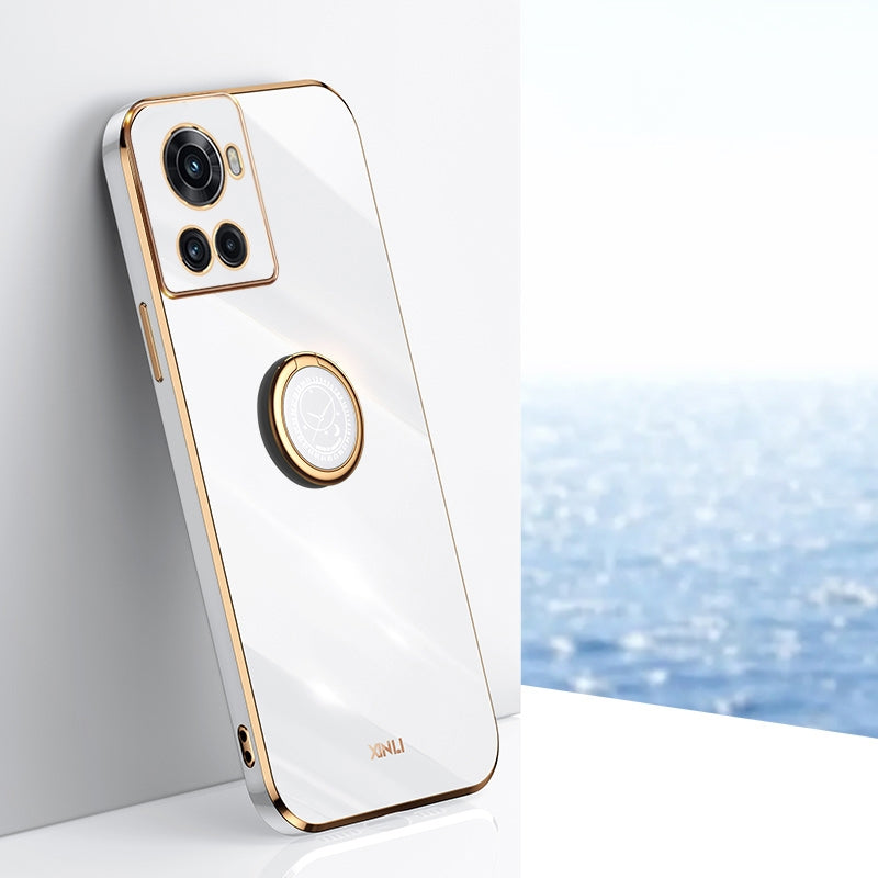 OnePlus Ace Tough TPU Phone Case with 6D Electroplate, Straight Edge Design, and Comfortable Ring Holder