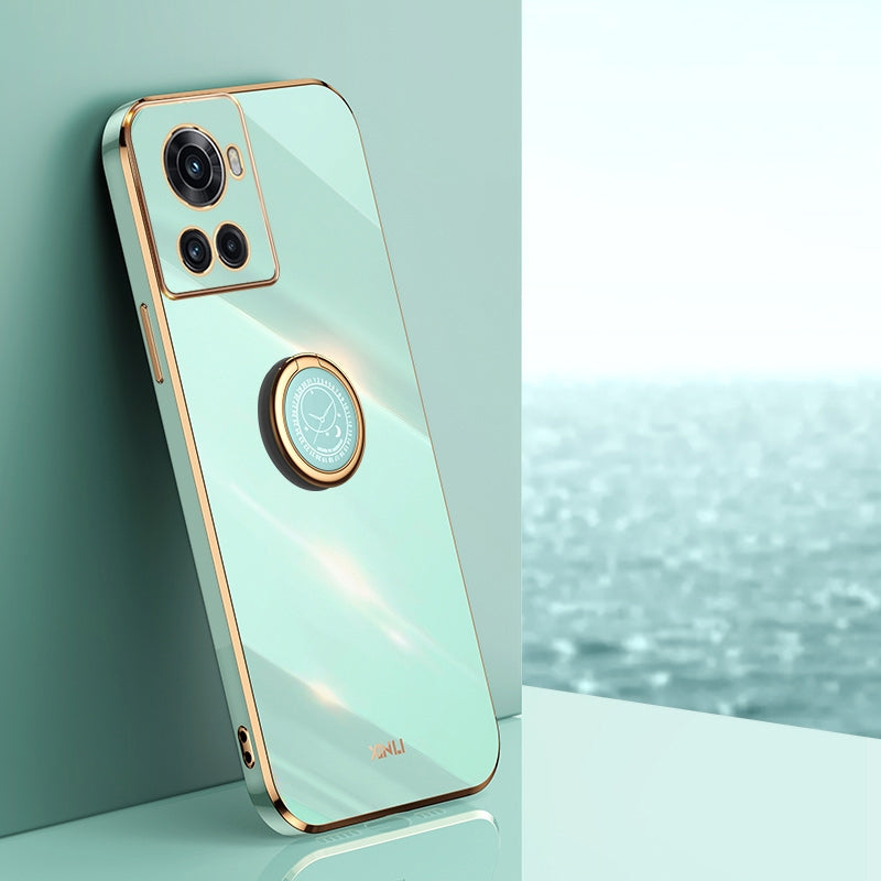 OnePlus Ace Tough TPU Phone Case with 6D Electroplate, Straight Edge Design, and Comfortable Ring Holder