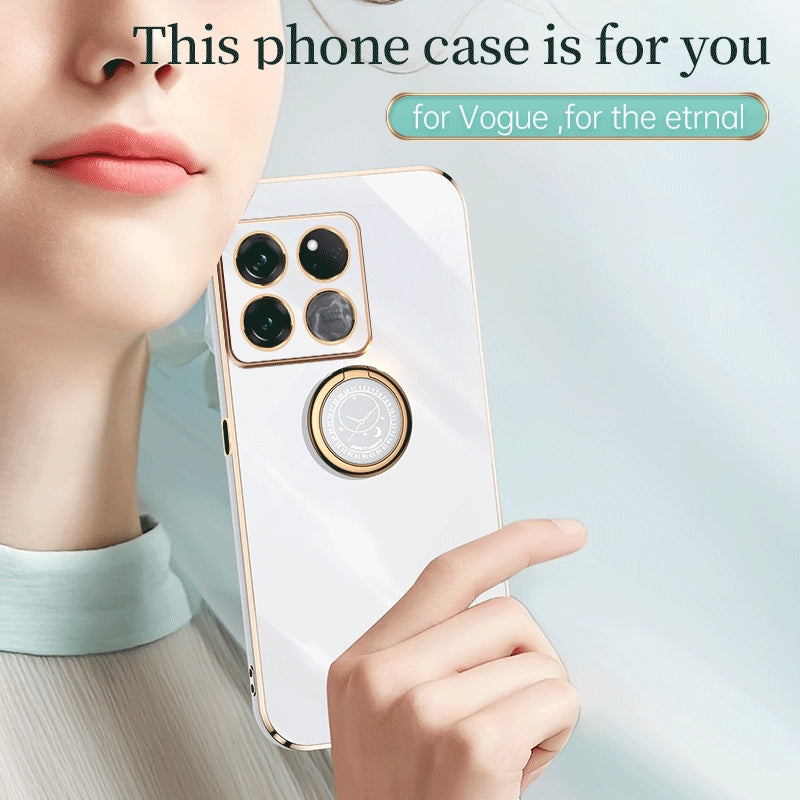 OnePlus Ace Racing Tough TPU Phone Case with 6D Electroplate, Straight Edge Design, and Comfortable Ring Holder