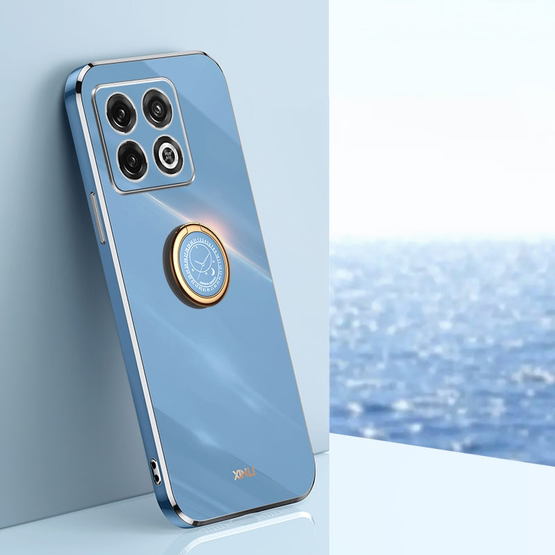 OnePlus Ace Pro Tough TPU Phone Case with 6D Electroplate, Straight Edge Design, and Comfortable Ring Holder