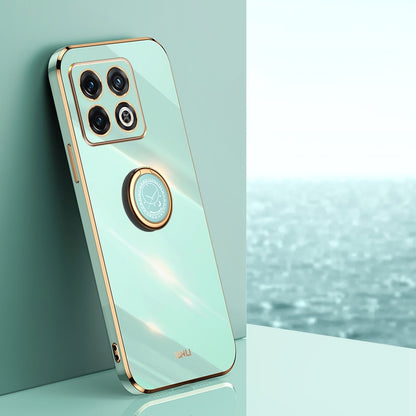 OnePlus Ace Pro Tough TPU Phone Case with 6D Electroplate, Straight Edge Design, and Comfortable Ring Holder