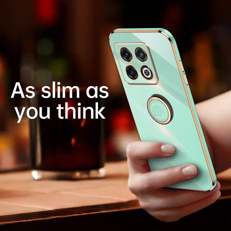 OnePlus Ace Pro Tough TPU Phone Case with 6D Electroplate, Straight Edge Design, and Comfortable Ring Holder