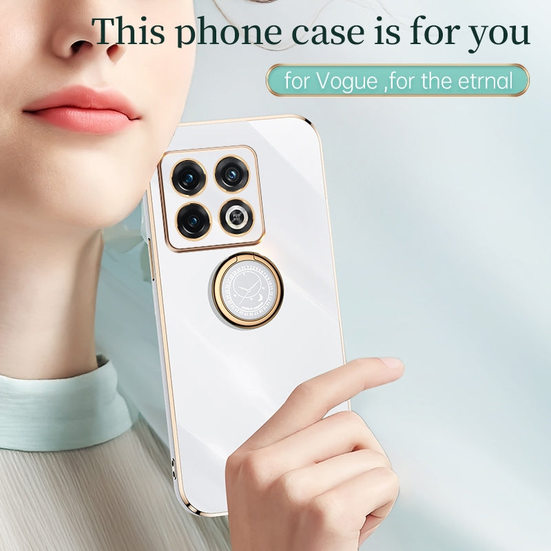 OnePlus Ace Pro Tough TPU Phone Case with 6D Electroplate, Straight Edge Design, and Comfortable Ring Holder