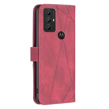 Motorola Moto G Play 2023 Wallet Case – Rhombus Texture PU Leather, Magnetic Buckle, Card Slots, Stand Function, Shockproof Protective Cover