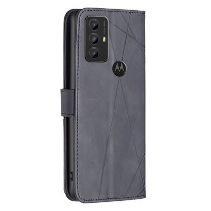 Motorola Moto G Play 2023 Wallet Case – Rhombus Texture PU Leather, Magnetic Buckle, Card Slots, Stand Function, Shockproof Protective Cover
