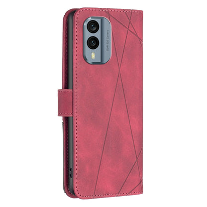 Nokia X30 Wallet Case – Rhombus Texture PU Leather, Magnetic Buckle, Card Slots, Stand Function, Shockproof Protective Cover