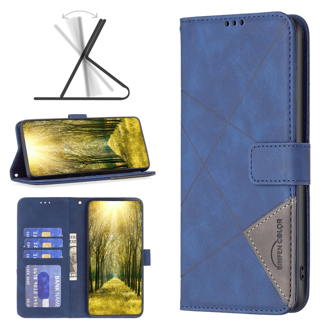 Nokia X30 Wallet Case – Rhombus Texture PU Leather, Magnetic Buckle, Card Slots, Stand Function, Shockproof Protective Cover