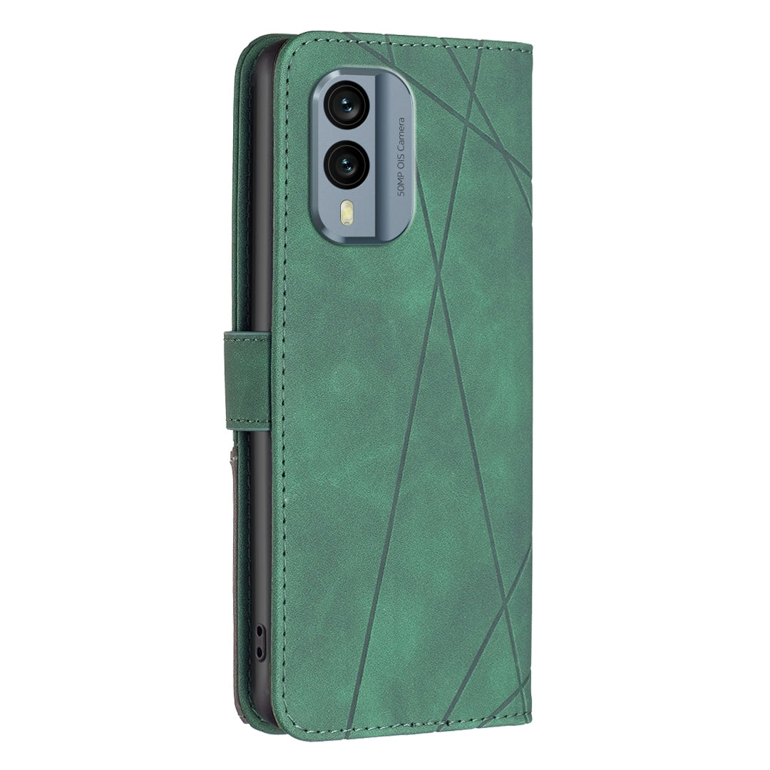 Nokia X30 Wallet Case – Rhombus Texture PU Leather, Magnetic Buckle, Card Slots, Stand Function, Shockproof Protective Cover