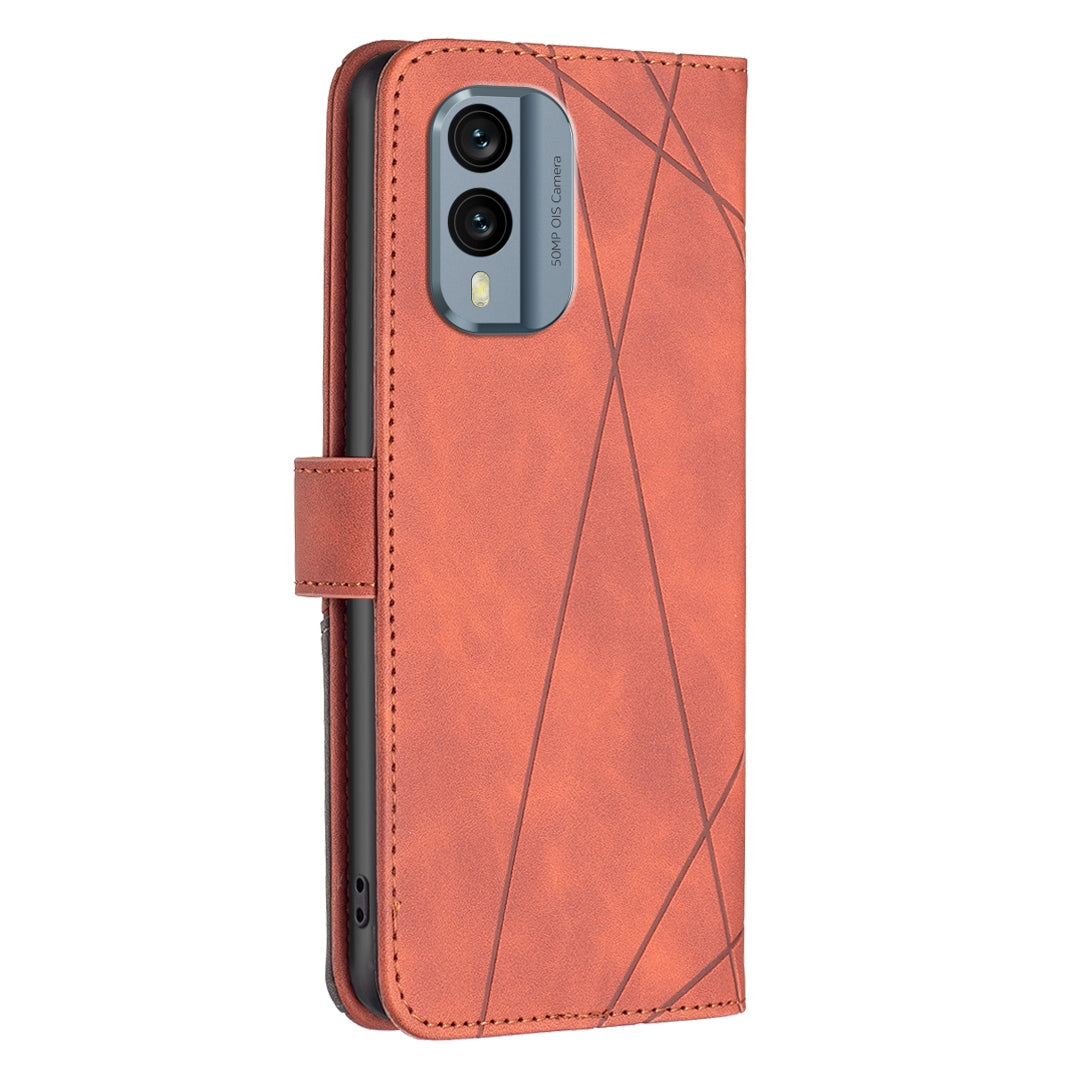 Nokia X30 Wallet Case – Rhombus Texture PU Leather, Magnetic Buckle, Card Slots, Stand Function, Shockproof Protective Cover