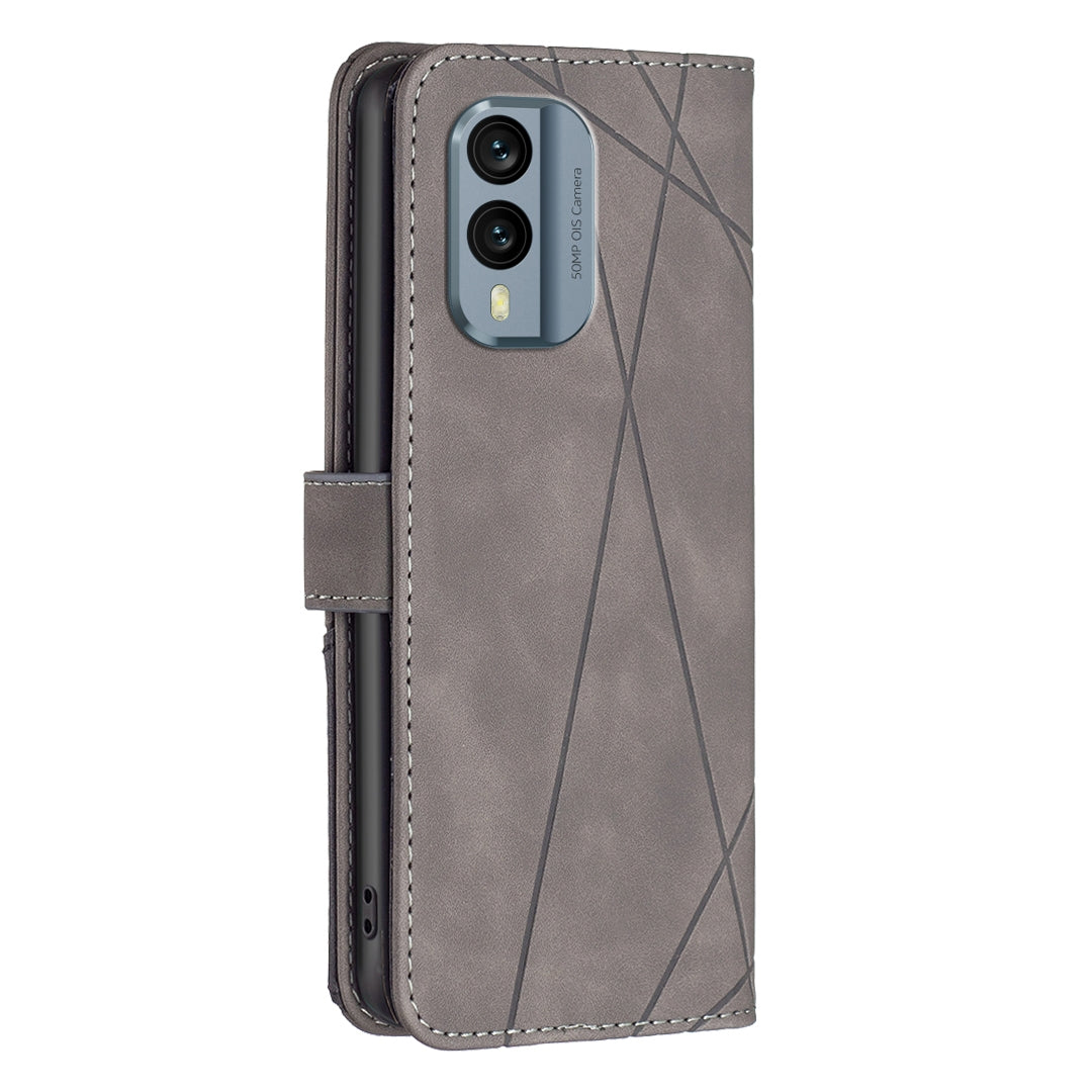 Nokia X30 Wallet Case – Rhombus Texture PU Leather, Magnetic Buckle, Card Slots, Stand Function, Shockproof Protective Cover
