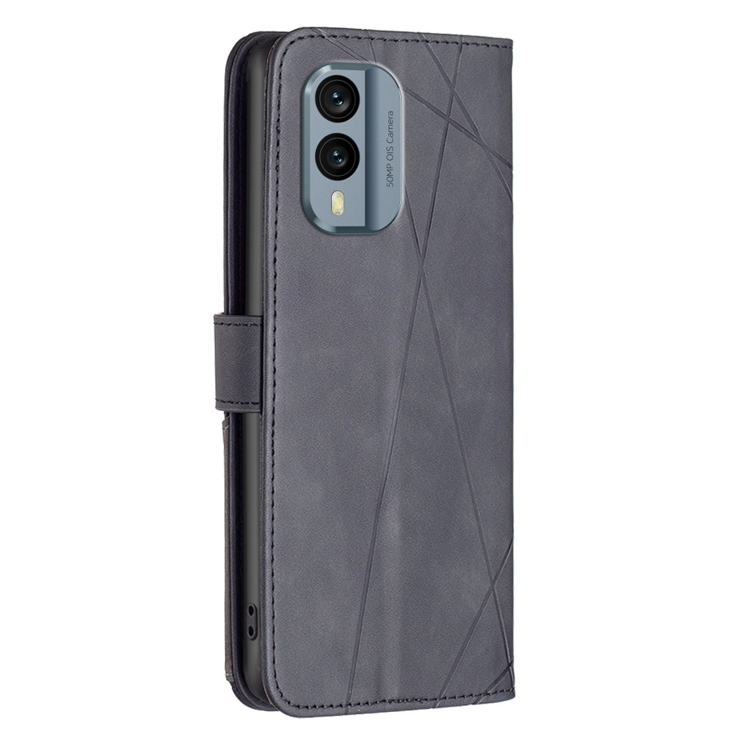 Nokia X30 Wallet Case – Rhombus Texture PU Leather, Magnetic Buckle, Card Slots, Stand Function, Shockproof Protective Cover