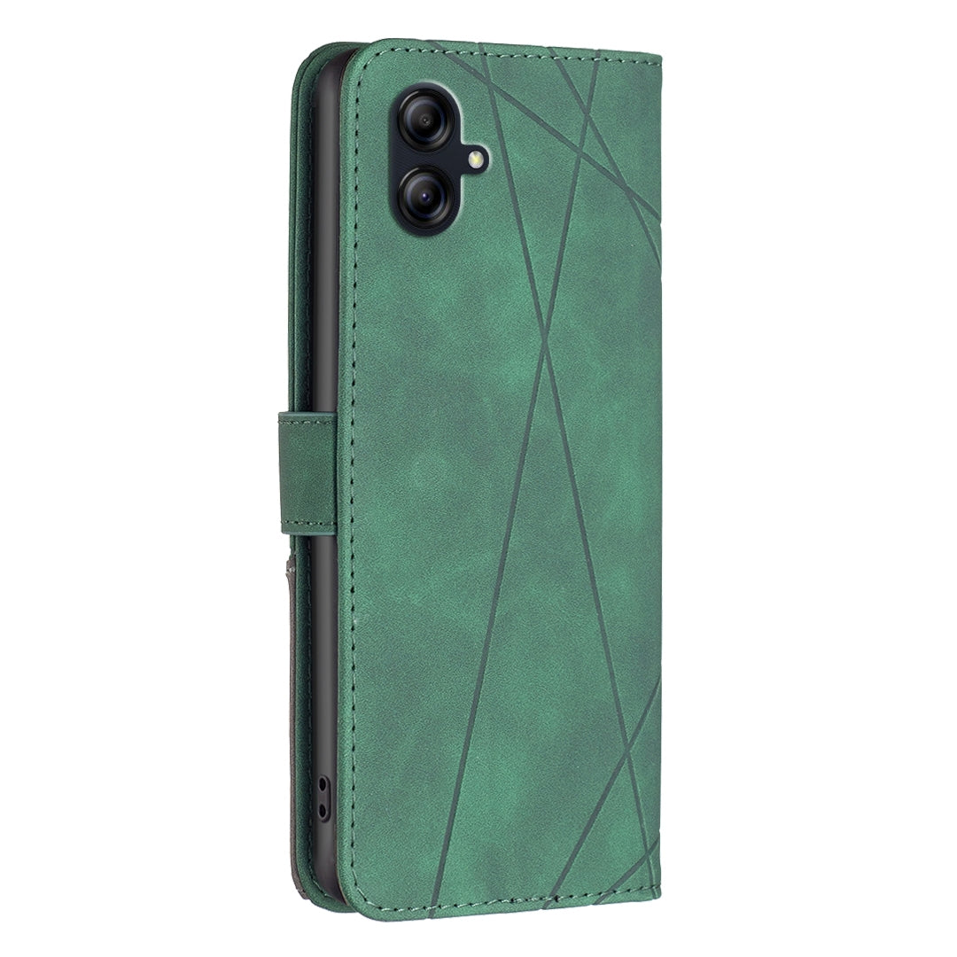 Samsung Galaxy A04e Wallet Case – Rhombus Texture PU Leather, Magnetic Buckle, Card Slots, Stand Function, Shockproof Protective Cover
