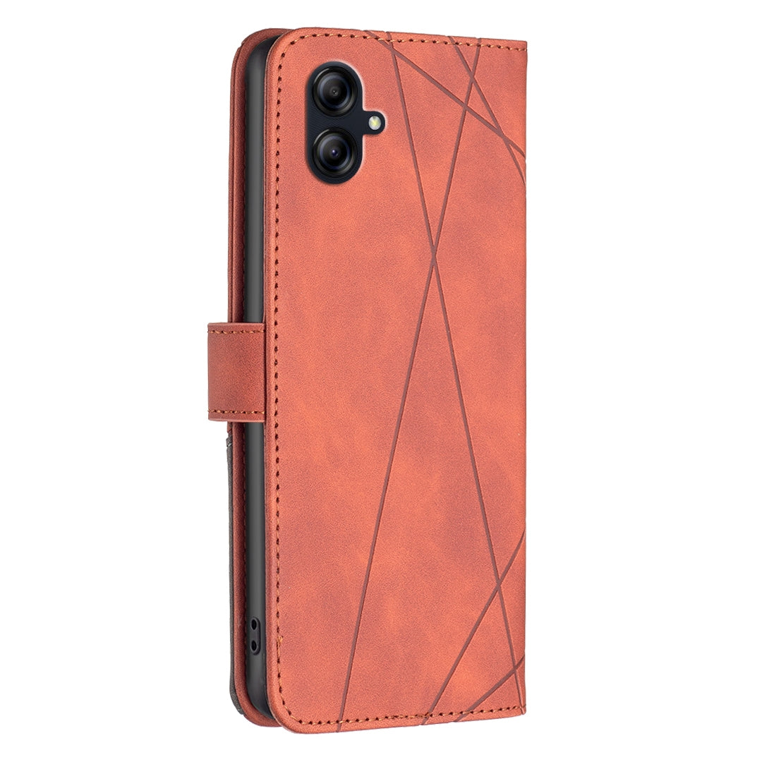 Samsung Galaxy A04e Wallet Case – Rhombus Texture PU Leather, Magnetic Buckle, Card Slots, Stand Function, Shockproof Protective Cover