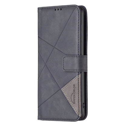 Xiaomi Redmi 12C Wallet Case – Rhombus Texture PU Leather, Magnetic Buckle, Card Slots, Stand Function, Shockproof Protective Cover