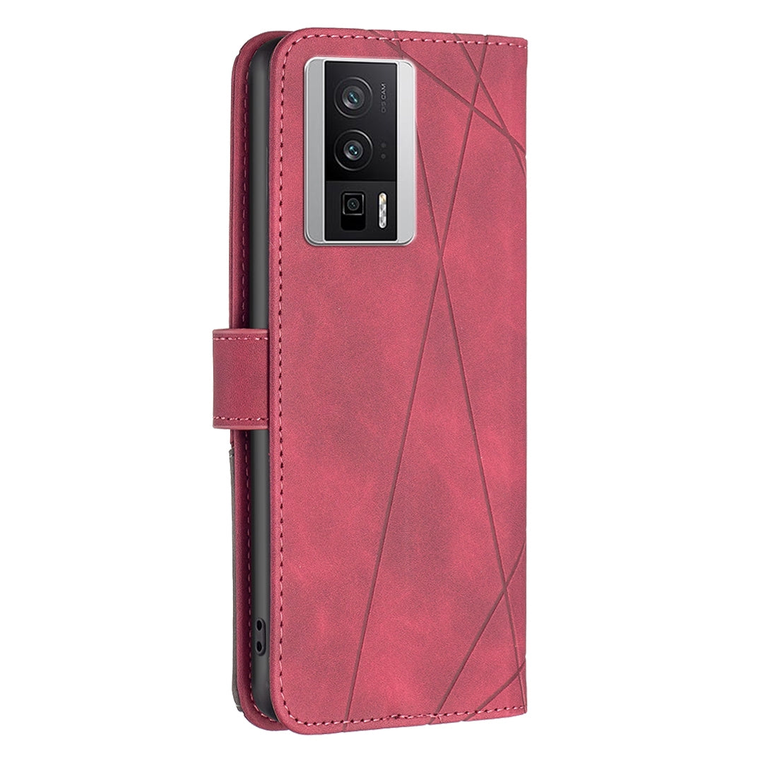 Xiaomi K60 Pro Wallet Case – Rhombus Texture PU Leather, Magnetic Buckle, Card Slots, Stand Function, Shockproof Protective Cover