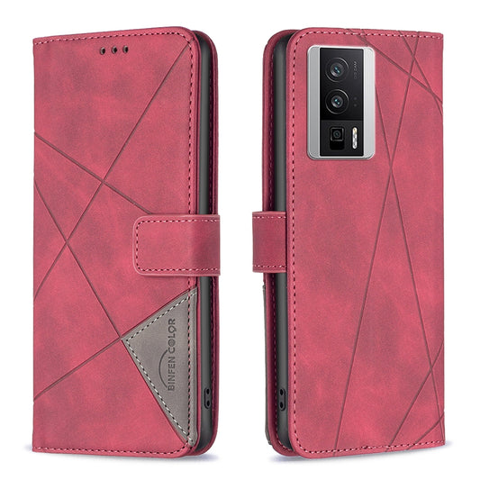 Xiaomi K60 Pro Wallet Case – Rhombus Texture PU Leather, Magnetic Buckle, Card Slots, Stand Function, Shockproof Protective Cover