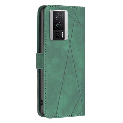 Xiaomi Redmi K60 Wallet Case – Rhombus Texture PU Leather, Magnetic Buckle, Card Slots, Stand Function, Shockproof Protective Cover