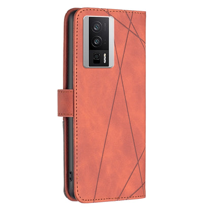 Xiaomi K60 Pro Wallet Case – Rhombus Texture PU Leather, Magnetic Buckle, Card Slots, Stand Function, Shockproof Protective Cover