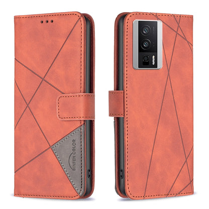 Xiaomi K60 Pro Wallet Case – Rhombus Texture PU Leather, Magnetic Buckle, Card Slots, Stand Function, Shockproof Protective Cover