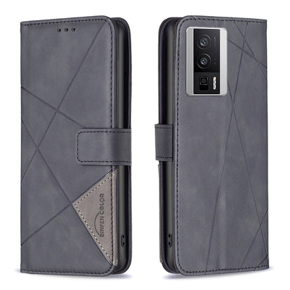 Xiaomi K60 Pro Wallet Case – Rhombus Texture PU Leather, Magnetic Buckle, Card Slots, Stand Function, Shockproof Protective Cover