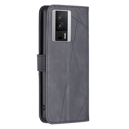 Xiaomi Redmi K60 Wallet Case – Rhombus Texture PU Leather, Magnetic Buckle, Card Slots, Stand Function, Shockproof Protective Cover