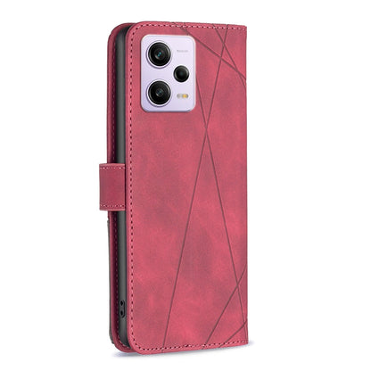 Xiaomi Redmi Note 12 Pro+ Global Wallet Case – Rhombus Texture PU Leather, Magnetic Buckle, Card Slots, Stand Function, Shockproof Protective Cover