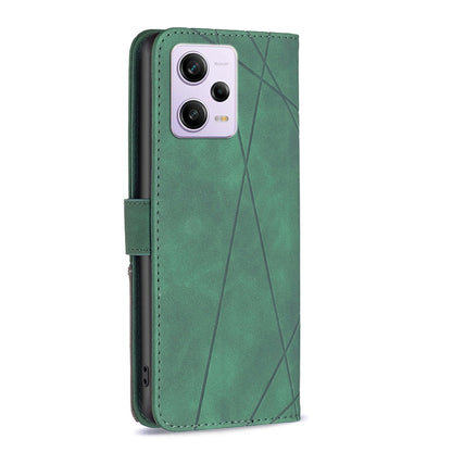 Xiaomi Redmi Note 12 Pro+ Global Wallet Case – Rhombus Texture PU Leather, Magnetic Buckle, Card Slots, Stand Function, Shockproof Protective Cover