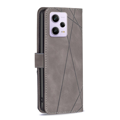 Xiaomi Redmi Note 12 Pro+ Global Wallet Case – Rhombus Texture PU Leather, Magnetic Buckle, Card Slots, Stand Function, Shockproof Protective Cover