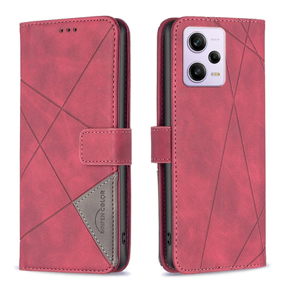 Xiaomi Redmi Note 12 Pro 5G Global Wallet Case – Rhombus Texture PU Leather, Magnetic Buckle, Card Slots, Stand Function, Shockproof Protective Cover