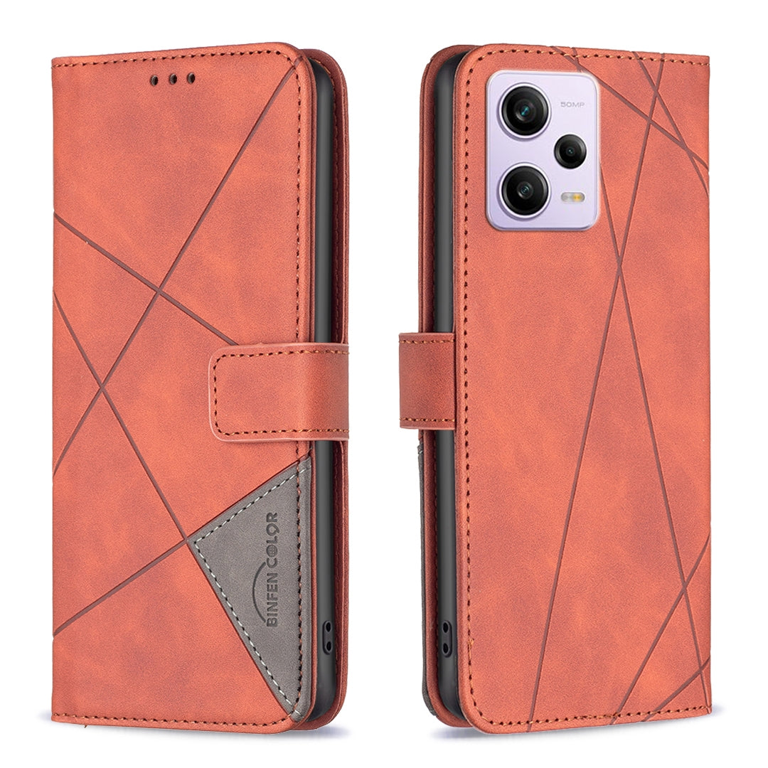 Xiaomi Redmi Note 12 Pro 5G Global Wallet Case – Rhombus Texture PU Leather, Magnetic Buckle, Card Slots, Stand Function, Shockproof Protective Cover