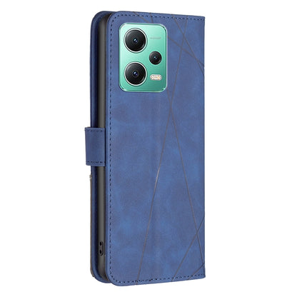 Xiaomi Redmi Note 12 Global Wallet Case – Rhombus Texture PU Leather, Magnetic Buckle, Card Slots, Stand Function, Shockproof Protective Cover