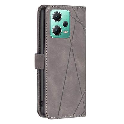 Xiaomi Redmi Note 12 Global Wallet Case – Rhombus Texture PU Leather, Magnetic Buckle, Card Slots, Stand Function, Shockproof Protective Cover