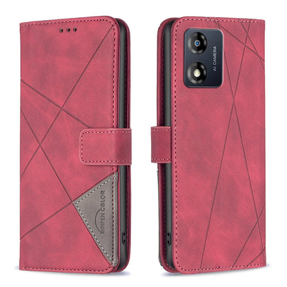 Motorola Moto E13 4G Wallet Case – Rhombus Texture PU Leather, Magnetic Buckle, Card Slots, Stand Function, Shockproof Protective Cover