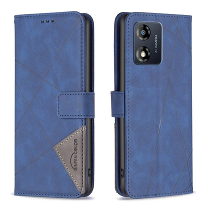 Motorola Moto E13 4G Wallet Case – Rhombus Texture PU Leather, Magnetic Buckle, Card Slots, Stand Function, Shockproof Protective Cover