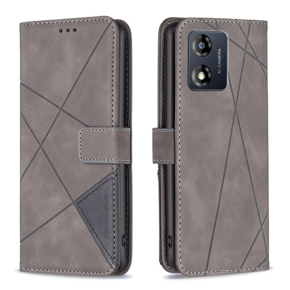 Motorola Moto E13 4G Wallet Case – Rhombus Texture PU Leather, Magnetic Buckle, Card Slots, Stand Function, Shockproof Protective Cover