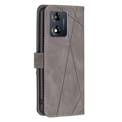 Motorola Moto E13 4G Wallet Case – Rhombus Texture PU Leather, Magnetic Buckle, Card Slots, Stand Function, Shockproof Protective Cover