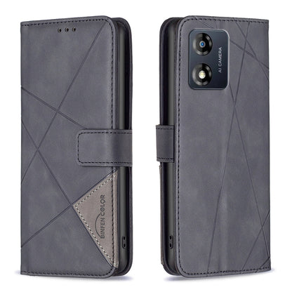 Motorola Moto E13 4G Wallet Case – Rhombus Texture PU Leather, Magnetic Buckle, Card Slots, Stand Function, Shockproof Protective Cover
