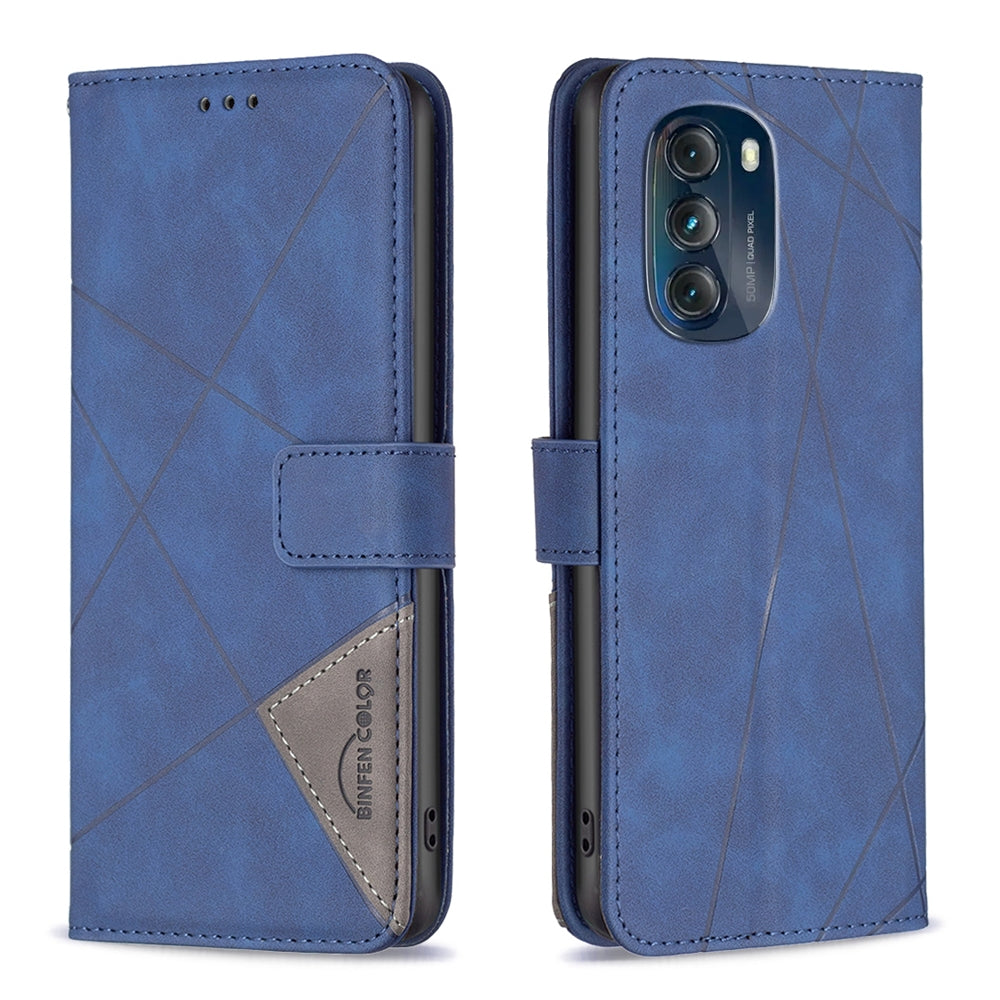 Motorola Moto G 5G 2023 Wallet Case – Rhombus Texture PU Leather, Magnetic Buckle, Card Slots, Stand Function, Shockproof Protective Cover