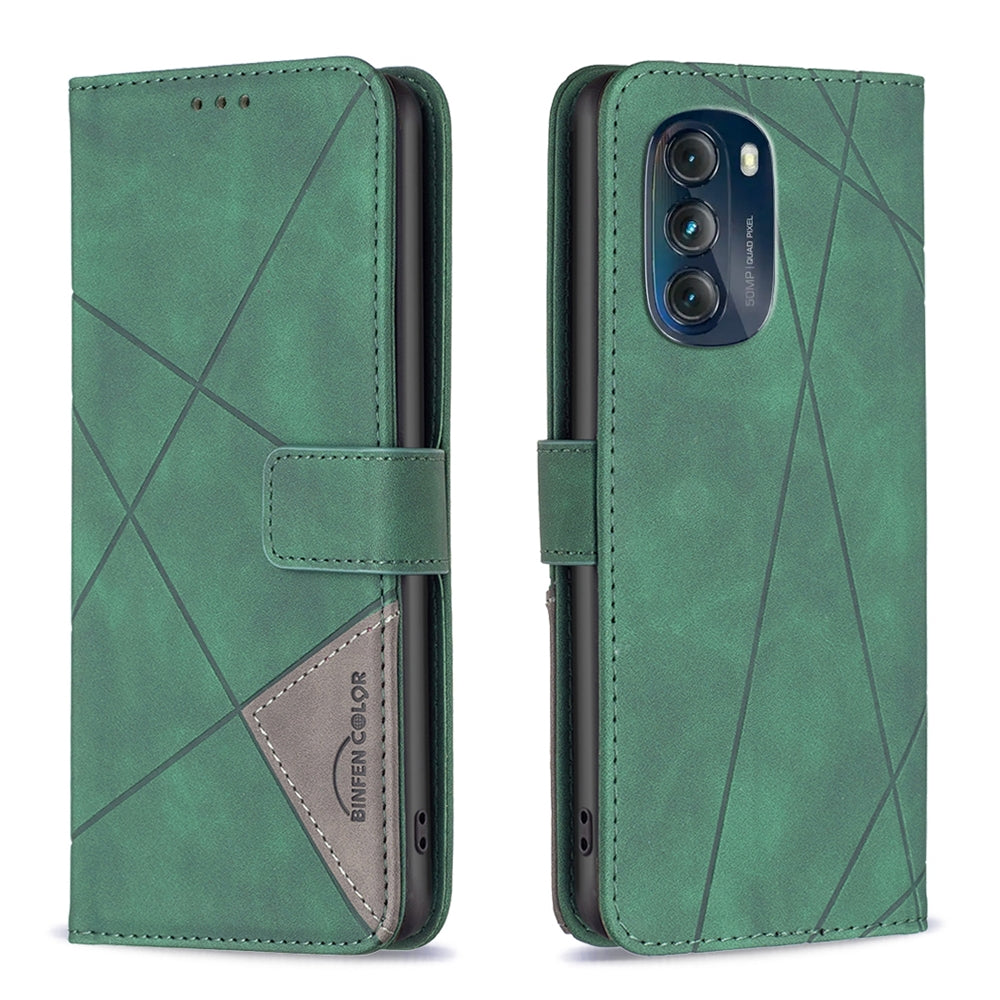 Motorola Moto G 5G 2023 Wallet Case – Rhombus Texture PU Leather, Magnetic Buckle, Card Slots, Stand Function, Shockproof Protective Cover