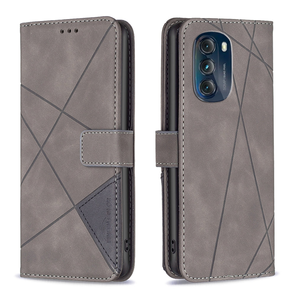 Motorola Moto G 5G 2023 Wallet Case – Rhombus Texture PU Leather, Magnetic Buckle, Card Slots, Stand Function, Shockproof Protective Cover