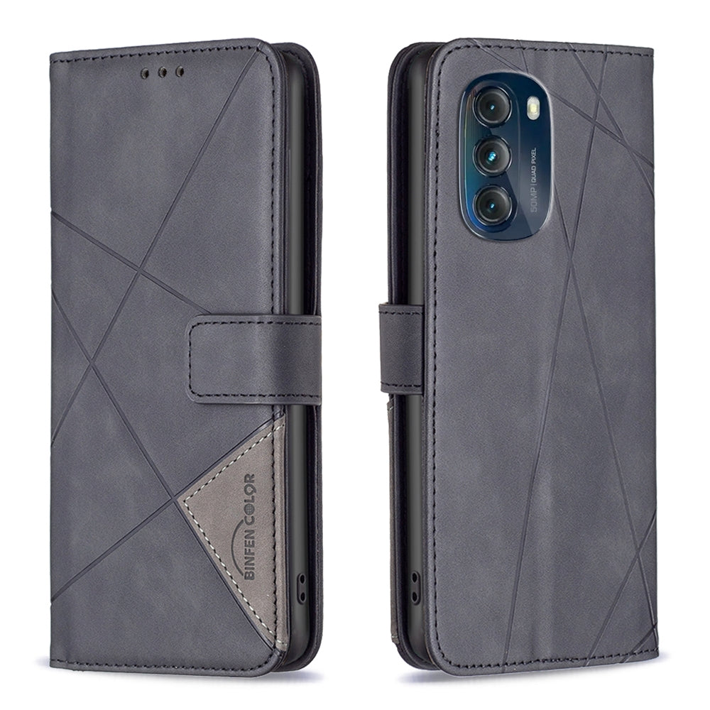Motorola Moto G 5G 2023 Wallet Case – Rhombus Texture PU Leather, Magnetic Buckle, Card Slots, Stand Function, Shockproof Protective Cover
