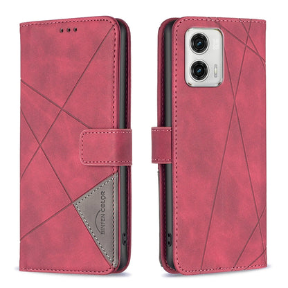 Motorola Moto G73 5G Wallet Case – Rhombus Texture PU Leather, Magnetic Buckle, Card Slots, Stand Function, Shockproof Protective Cover