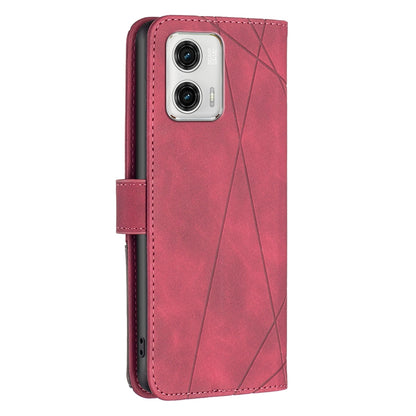 Motorola Moto G73 5G Wallet Case – Rhombus Texture PU Leather, Magnetic Buckle, Card Slots, Stand Function, Shockproof Protective Cover